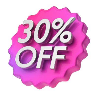 Yüzde üç buçuk indirimli. % 30 indirimli. 3B illüstrasyon.