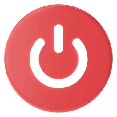 Üç boyutlu güç düğmesi. 3B illüstrasyon.