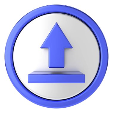 Gönderme düğmesi. Simgeyi yükle. 3B illüstrasyon.