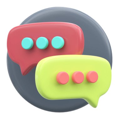 3D canlı sohbet simgesi. İleti simgesi. 3B öge.