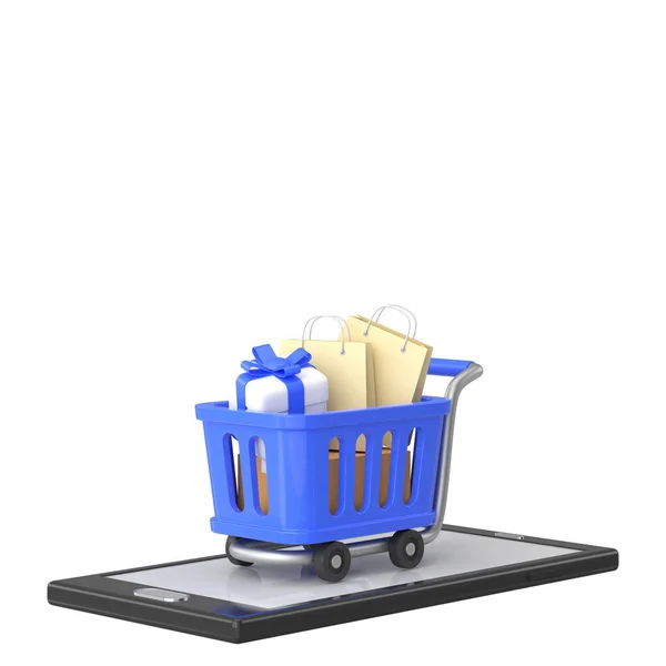 オンラインショッピング ショッピングカート 3D要素 — ストック写真