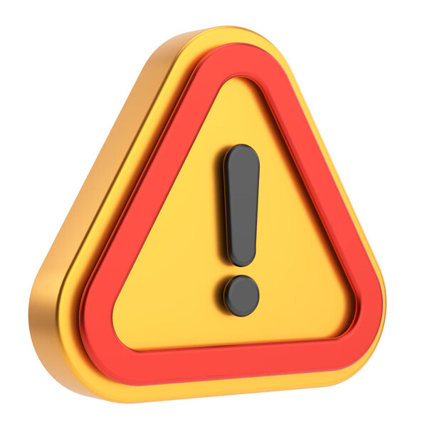 Тревожный знак. Восклицательный знак. 3D иллюстрация.