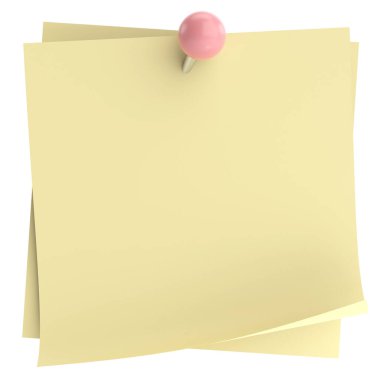 Pimi basılı not kağıdı. 3B illüstrasyon.