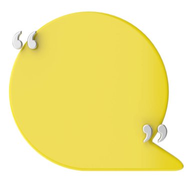 Çift tırnak içinde konuşma balonu. 3B illüstrasyon.