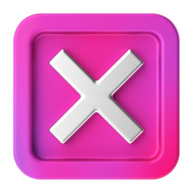 3 boyutlu çarpı işareti. 3B illüstrasyon.