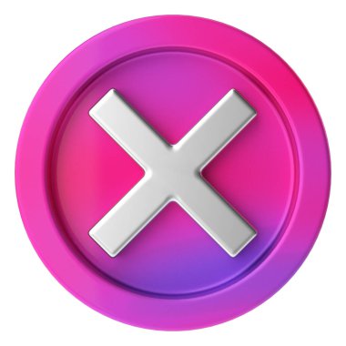 3 boyutlu çarpı işareti. 3B illüstrasyon.