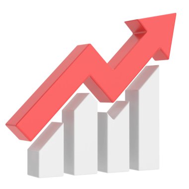 Büyüme grafiği, büyüme grafiği. 3B illüstrasyon.