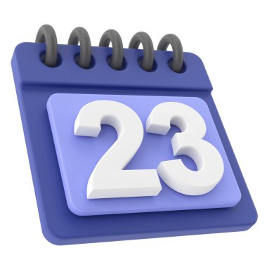 23 'ünde. Ayın 23 'ünde. 3B takvim simgesi.