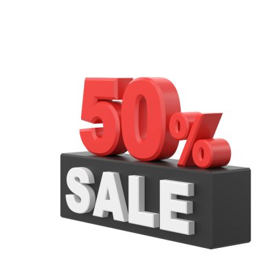 Yüzde 3D 50 indirim. % 50 indirimli. İndirimli pankart dekorasyonu.