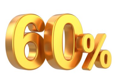 % 60 'ı 3D. Yüzde altmış. 3B illüstrasyon.