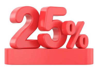 Yüzde yirmi beş. 3B illüstrasyon.