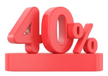 Yüzde 3D 40. 3B illüstrasyon.