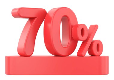 Yüzde 3D 70. 3B illüstrasyon.