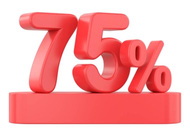 Yüzde yetmiş beş. 3B illüstrasyon.