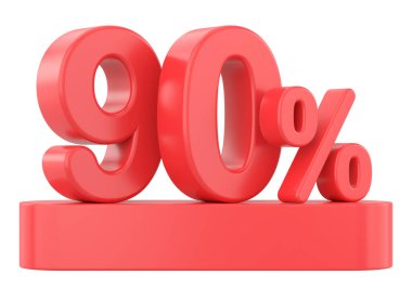 Yüzde 3D 90. 3B illüstrasyon.