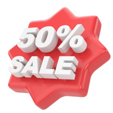 Yüzde 3D 50 indirim. % 50 indirimli. Satış rozeti.