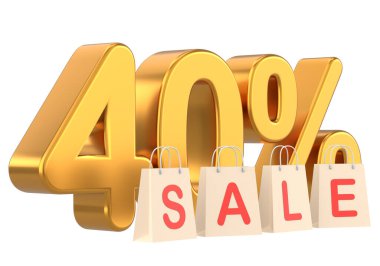 Yüzde 3D 40 indirim. % 40 indirimli. İndirimli pankart dekorasyonu.
