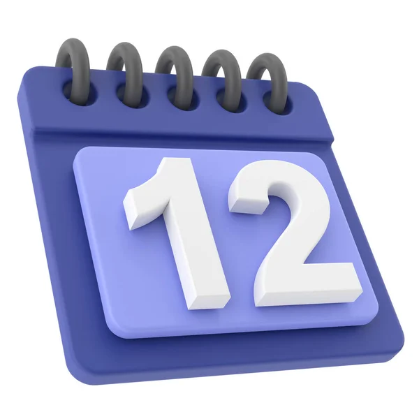 12E Twaalfde Dag Van Maand Kalender Icoon — Stockfoto