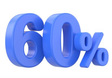 % 60 'ı 3D. Yüzde altmış. 3B illüstrasyon.