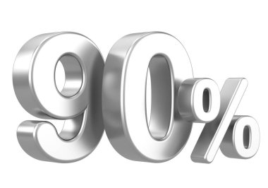 % 90 'ı 3D. Yüzde doksan. 3B illüstrasyon.