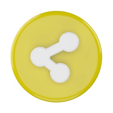 3 boyutlu paylaşım simgesi. Paylaş düğmesi. 3B öge.