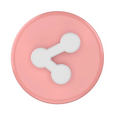 3 boyutlu paylaşım simgesi. Paylaş düğmesi. 3B öge.