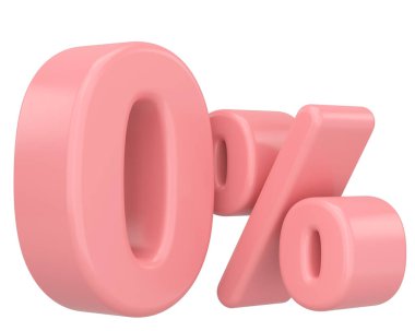 % 3-0. Yüzde sıfır pay. 3B illüstrasyon.