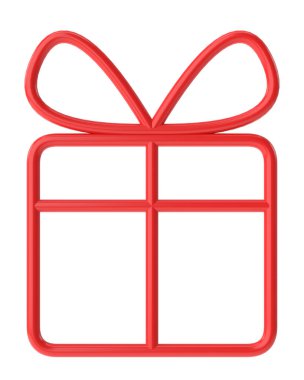 Noel çizgisi sanatı. Noel hediyesi kutusu. 3B illüstrasyon.