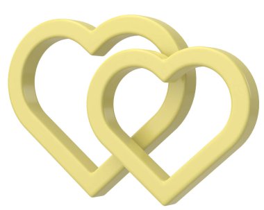 Çift kalp. Üç boyutlu kalp. 3B illüstrasyon.