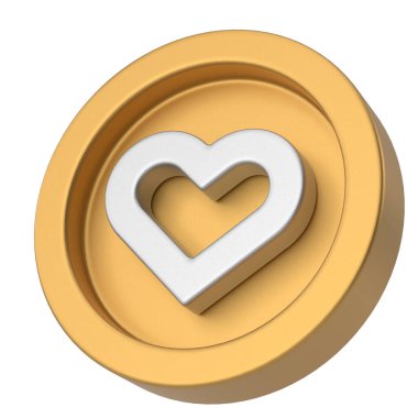 Aşk ikonu. Kalp ikonu. 3B illüstrasyon.