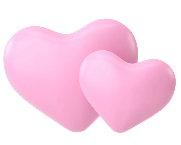 两颗心 3D心脏 3D插图 — 图库照片