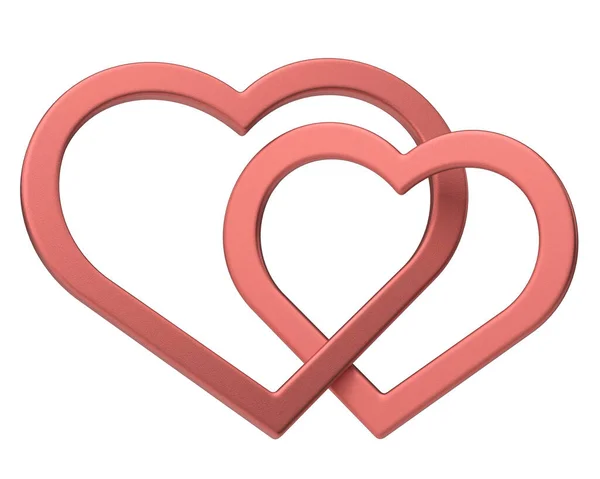 两颗心 3D心脏 3D插图 — 图库照片