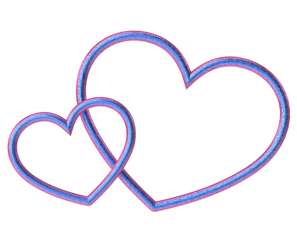 Çift Kalp Boyutlu Kalp Çizgisi Sanatı Illüstrasyon — Stok fotoğraf