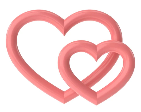 3Dハート バレンタインカードの装飾 3Dイラスト — ストック写真
