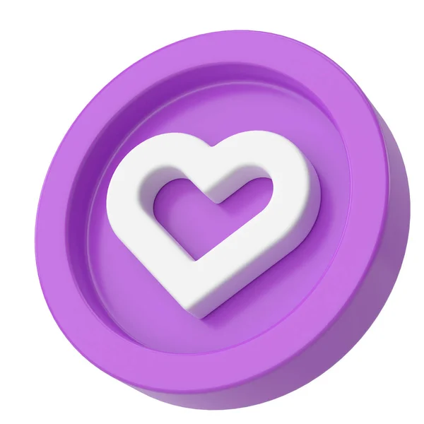 爱情的象征心脏图标 3D插图 — 图库照片
