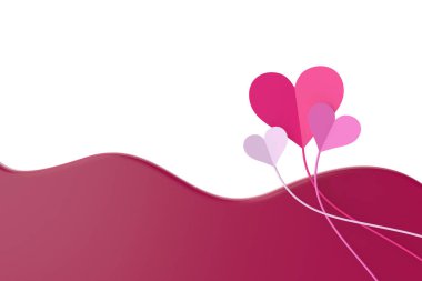 Sevgililer günü kartı. Kalp çerçevesi. 3B illüstrasyon.