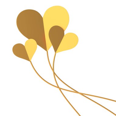 Kalp şeklinde. Sevgililer Günü süsü. 3B illüstrasyon.