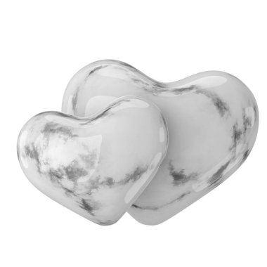 Çift kalp. Üç boyutlu kalp elementi. 3B illüstrasyon.