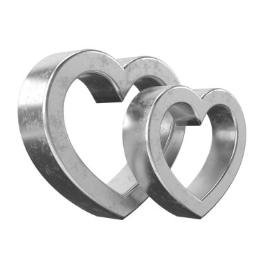 Üç boyutlu kalp şeklinde. İki kalp. 3B illüstrasyon.