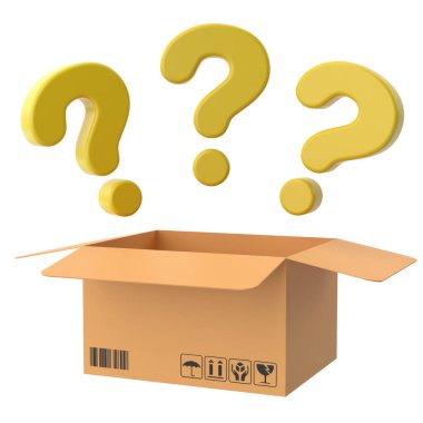 Gizemli kutu. Şanslı kutu. 3B illüstrasyon.