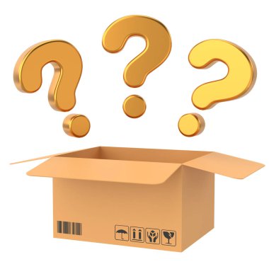 Gizemli kutu. Şanslı kutu. 3B illüstrasyon.