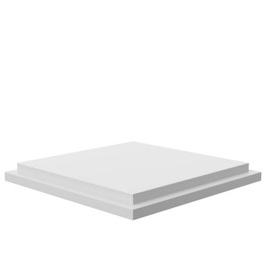 Ürün sergisi. Ürün podyumu. 3B illüstrasyon.