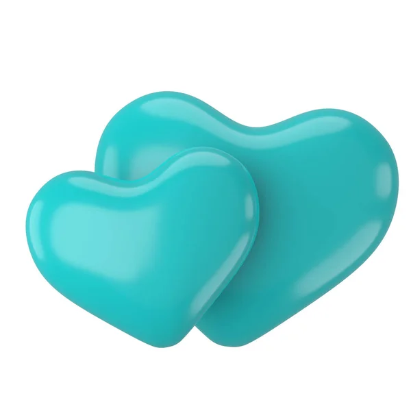 两颗心 3D心脏元素 3D插图 — 图库照片