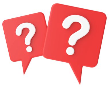 Soru işareti. Sıkça Sorulan Sorular (SSS). 3B illüstrasyon.