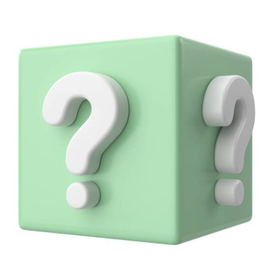 Gizemli kutu. Soru işareti işareti. 3B öge.