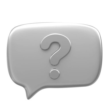 Soru işareti simgesi. Canlı sohbet. 3 Boyutlu simge.