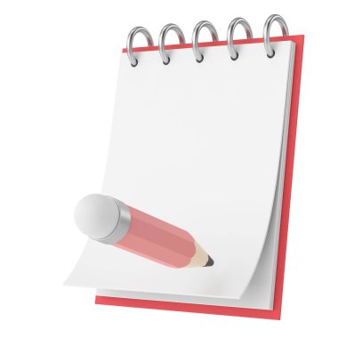 Boş not kağıdı. 3B illüstrasyon.