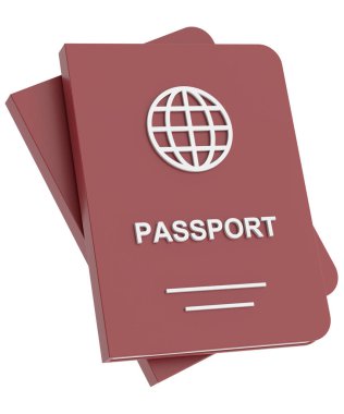 Pasaport. Seyahat belgesi. 3B illüstrasyon.