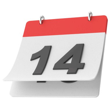 14 'ünde. Ayın on dördüncü günü. Takvim. 3B illüstrasyon.