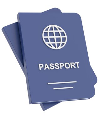 Pasaport. Seyahat belgesi. 3B illüstrasyon.